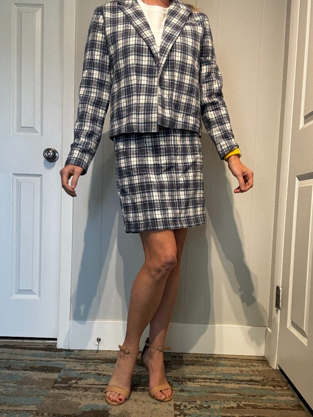 Plaid Blazer & Skirt Matching Set